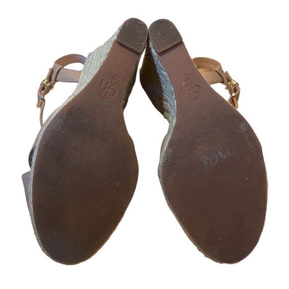 Cole Haan Heels Womens 8.5 B Hart Slingback Espadrille Wedge Beige Faux Leather - Picture 3 of 12